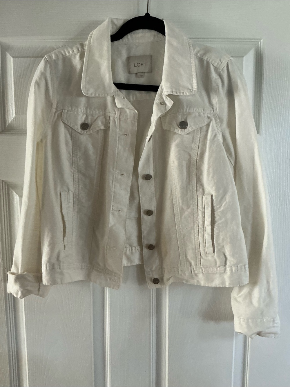 LOFT Off-White Denim Jacket with Button Front